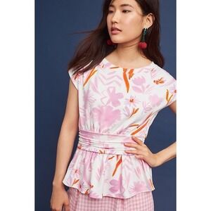 Anthropologie Postmark‎ Floral Peplum Top Women's Size Small Casual Office